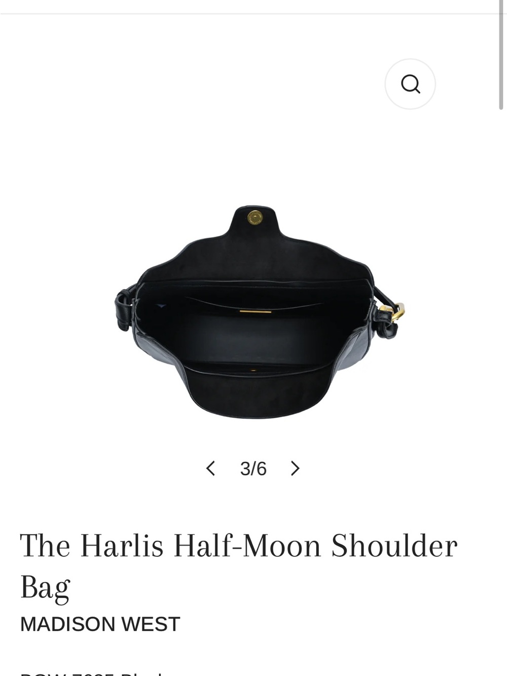 Madison West Harlis Half-Moon Shoulder Bag — Black - Picture 4 of 5